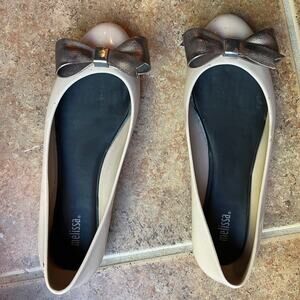 Melissa beige pvc flats with bronze bows 8.5
